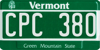 VT license plate CPC380