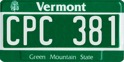 VT license plate CPC381