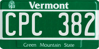 VT license plate CPC382