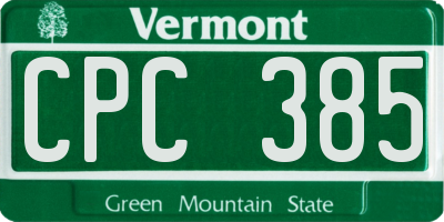 VT license plate CPC385