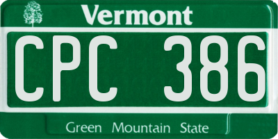 VT license plate CPC386