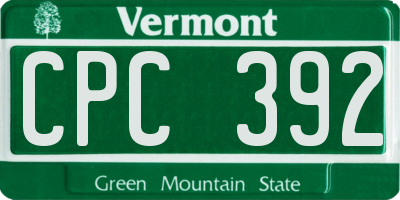 VT license plate CPC392