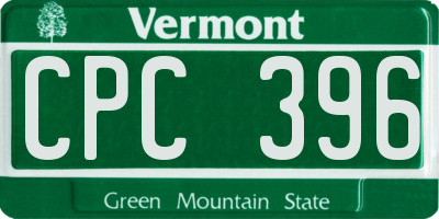 VT license plate CPC396