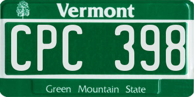 VT license plate CPC398