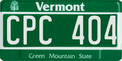 VT license plate CPC404