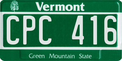 VT license plate CPC416