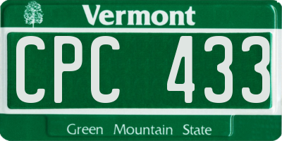 VT license plate CPC433
