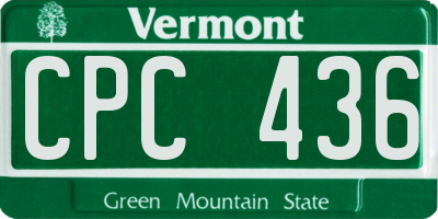 VT license plate CPC436