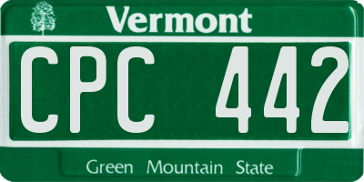 VT license plate CPC442