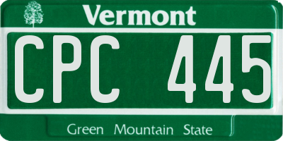 VT license plate CPC445
