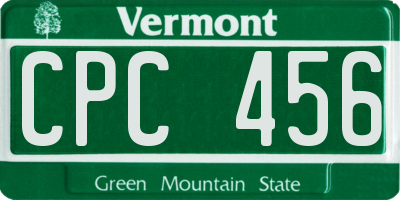 VT license plate CPC456
