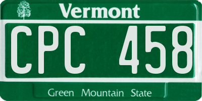 VT license plate CPC458