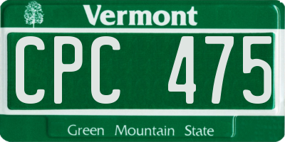 VT license plate CPC475