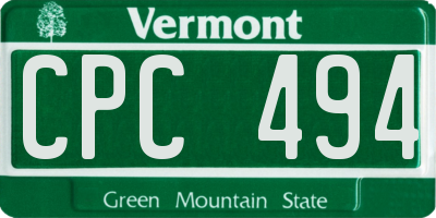 VT license plate CPC494