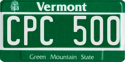 VT license plate CPC500