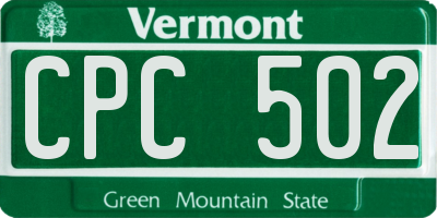 VT license plate CPC502