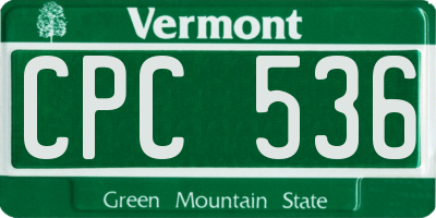 VT license plate CPC536