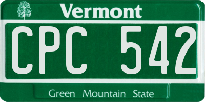 VT license plate CPC542