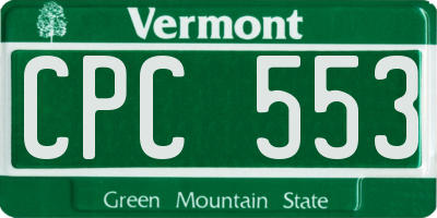VT license plate CPC553