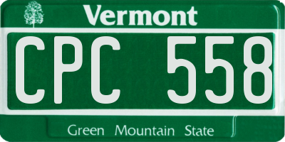 VT license plate CPC558