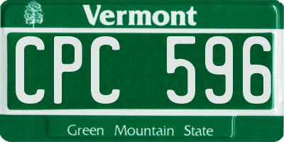 VT license plate CPC596