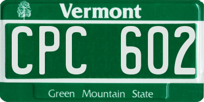 VT license plate CPC602