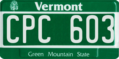 VT license plate CPC603