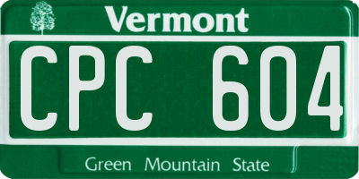 VT license plate CPC604