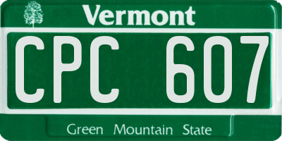 VT license plate CPC607