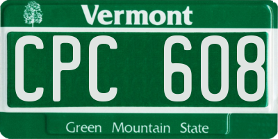 VT license plate CPC608