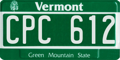 VT license plate CPC612