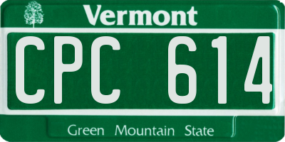 VT license plate CPC614
