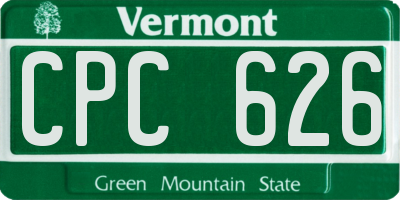 VT license plate CPC626