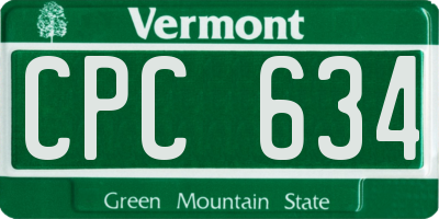 VT license plate CPC634