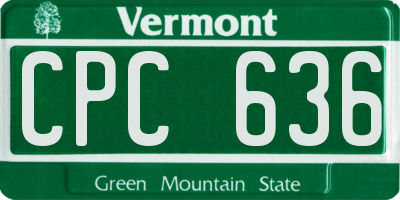 VT license plate CPC636