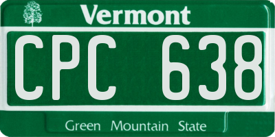 VT license plate CPC638