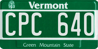 VT license plate CPC640