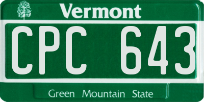 VT license plate CPC643