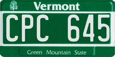 VT license plate CPC645