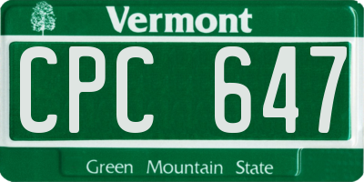VT license plate CPC647