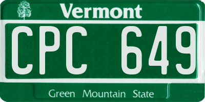 VT license plate CPC649