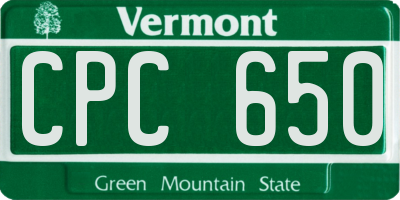 VT license plate CPC650