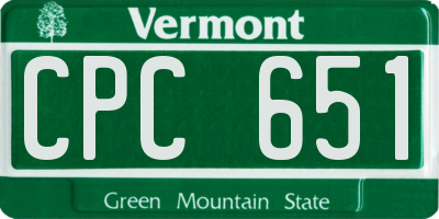 VT license plate CPC651