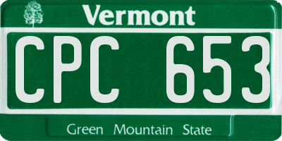 VT license plate CPC653