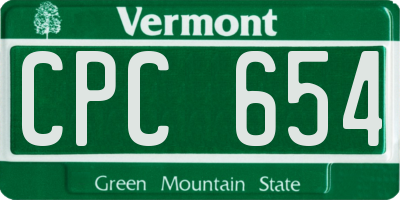 VT license plate CPC654