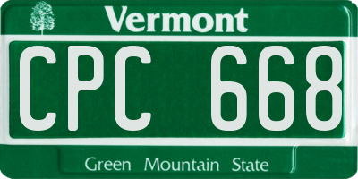 VT license plate CPC668