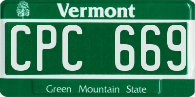 VT license plate CPC669