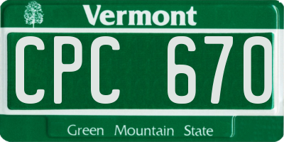 VT license plate CPC670