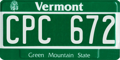 VT license plate CPC672