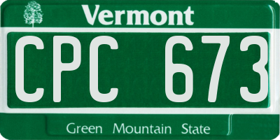 VT license plate CPC673